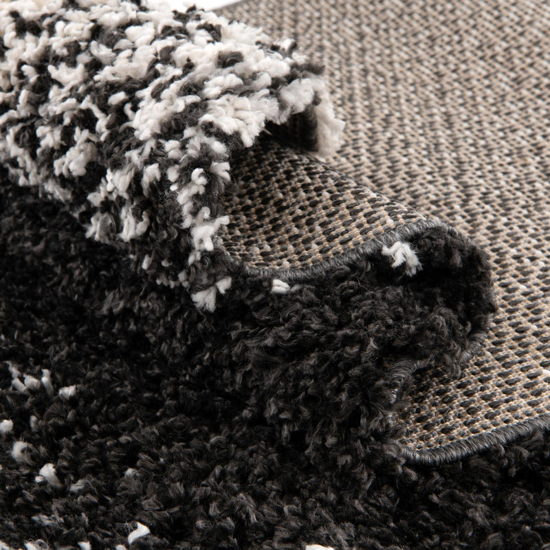 Cozy Cove Shag Collection Area Rug -  Lagoon Rectangle Black and White  lifestyle 35