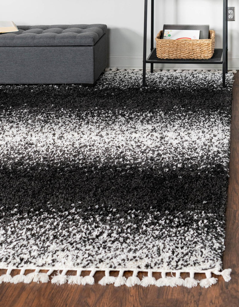 Cozy Cove Shag Collection Area Rug -  Lagoon Square Black and White  lifestyle 48