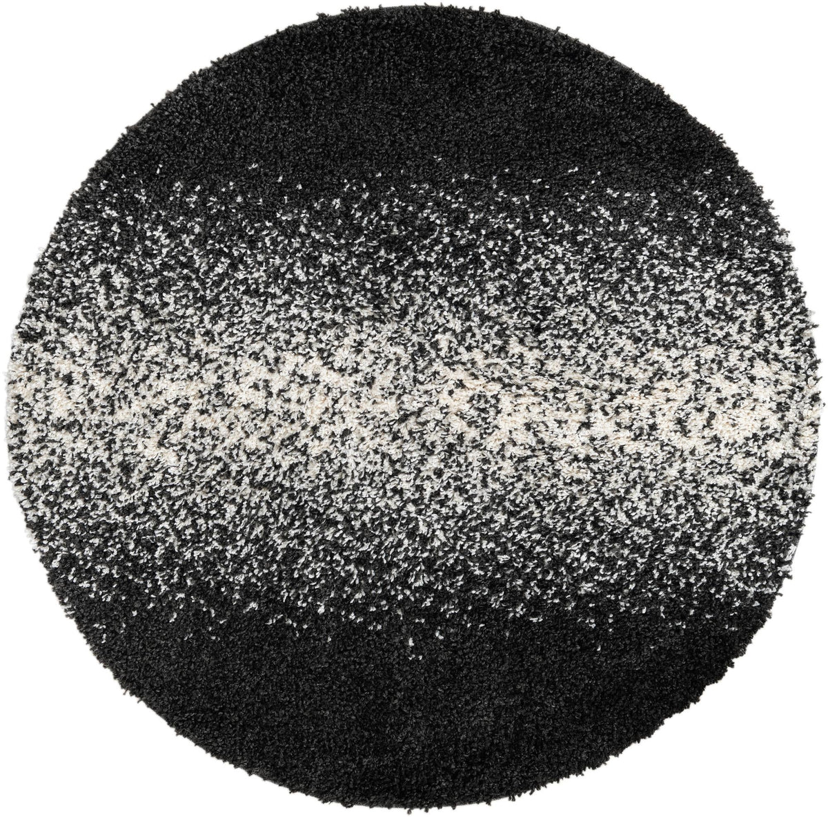 Cozy Cove Shag Collection Area Rug -  Lagoon Round Black and White  lifestyle 68