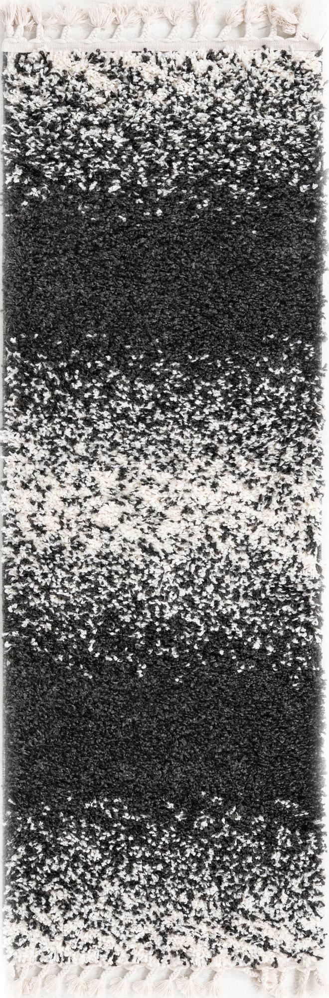 Cozy Cove Shag Collection Area Rug -  Lagoon Runner Black and White  lifestyle 69