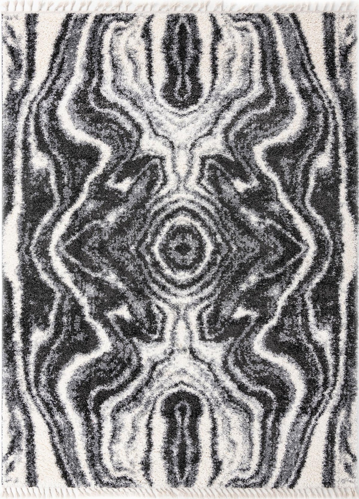 Cozy Cove Shag Collection Area Rug -  Seabreeze Rectangle Black and White  lifestyle 3