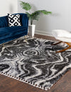 Cozy Cove Shag Collection Area Rug -  Seabreeze Square Black and White  lifestyle 54