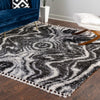 Cozy Cove Shag Collection Area Rug -  Seabreeze Square Black and White  lifestyle 90