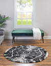 Cozy Cove Shag Collection Area Rug -  Seabreeze Round Black and White  lifestyle 55