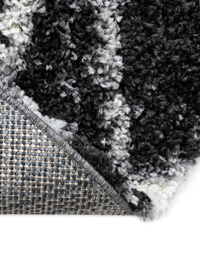 Cozy Cove Shag Collection Area Rug -  Seabreeze Round Black and White  lifestyle 78