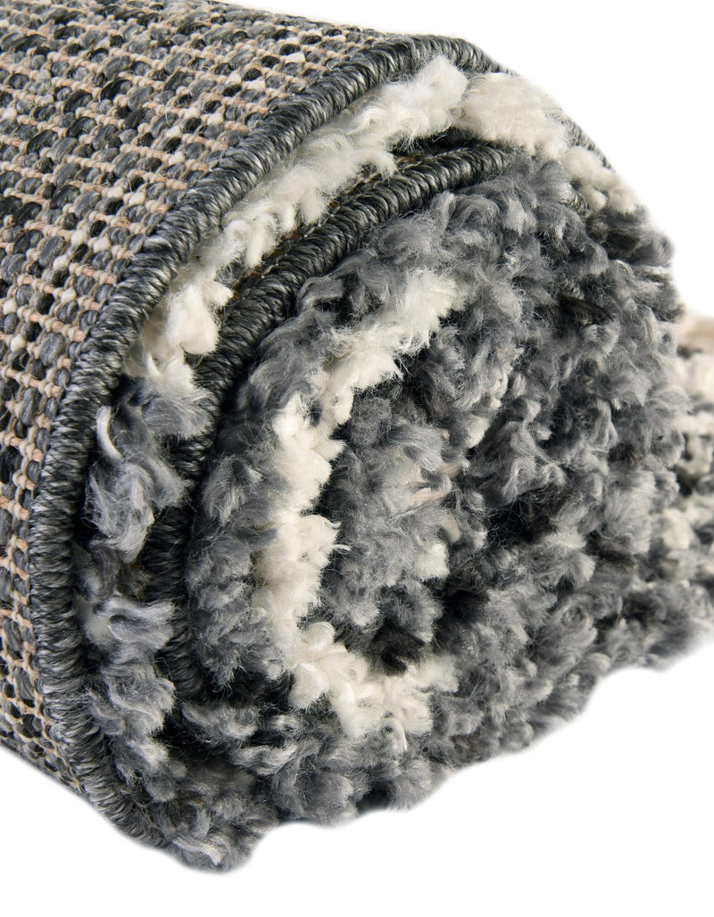 Cozy Cove Shag Collection Area Rug -  Seabreeze Round Black and White  lifestyle 82