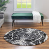 Cozy Cove Shag Collection Area Rug -  Seabreeze Round Black and White  lifestyle 91