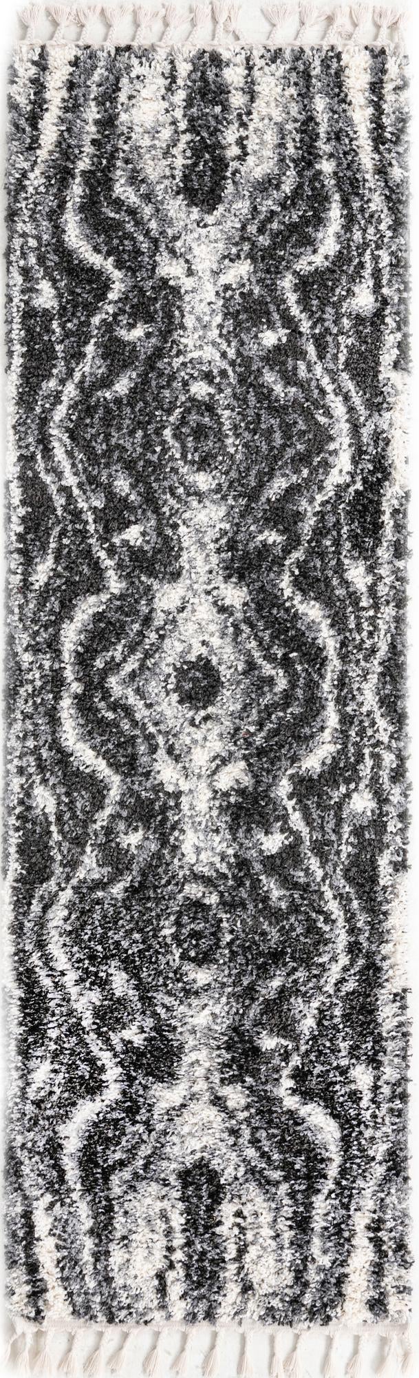 Cozy Cove Shag Collection Area Rug -  Seabreeze Runner Black and White  lifestyle 79