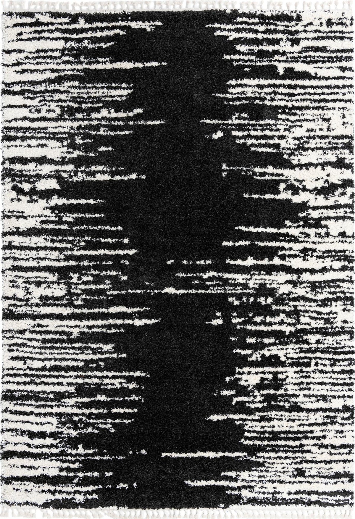 Tranquil Tides Shag Collection Area Rug - Marina Rectangle Black and White  lifestyle 4