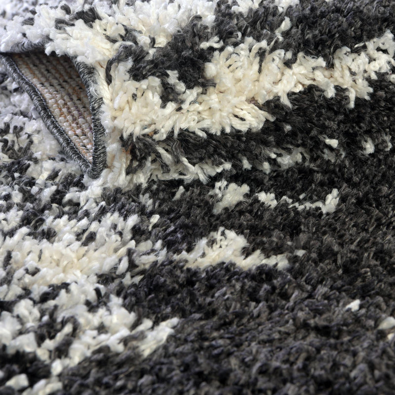 Tranquil Tides Shag Collection Area Rug - Marina Rectangle Black and White  lifestyle 14