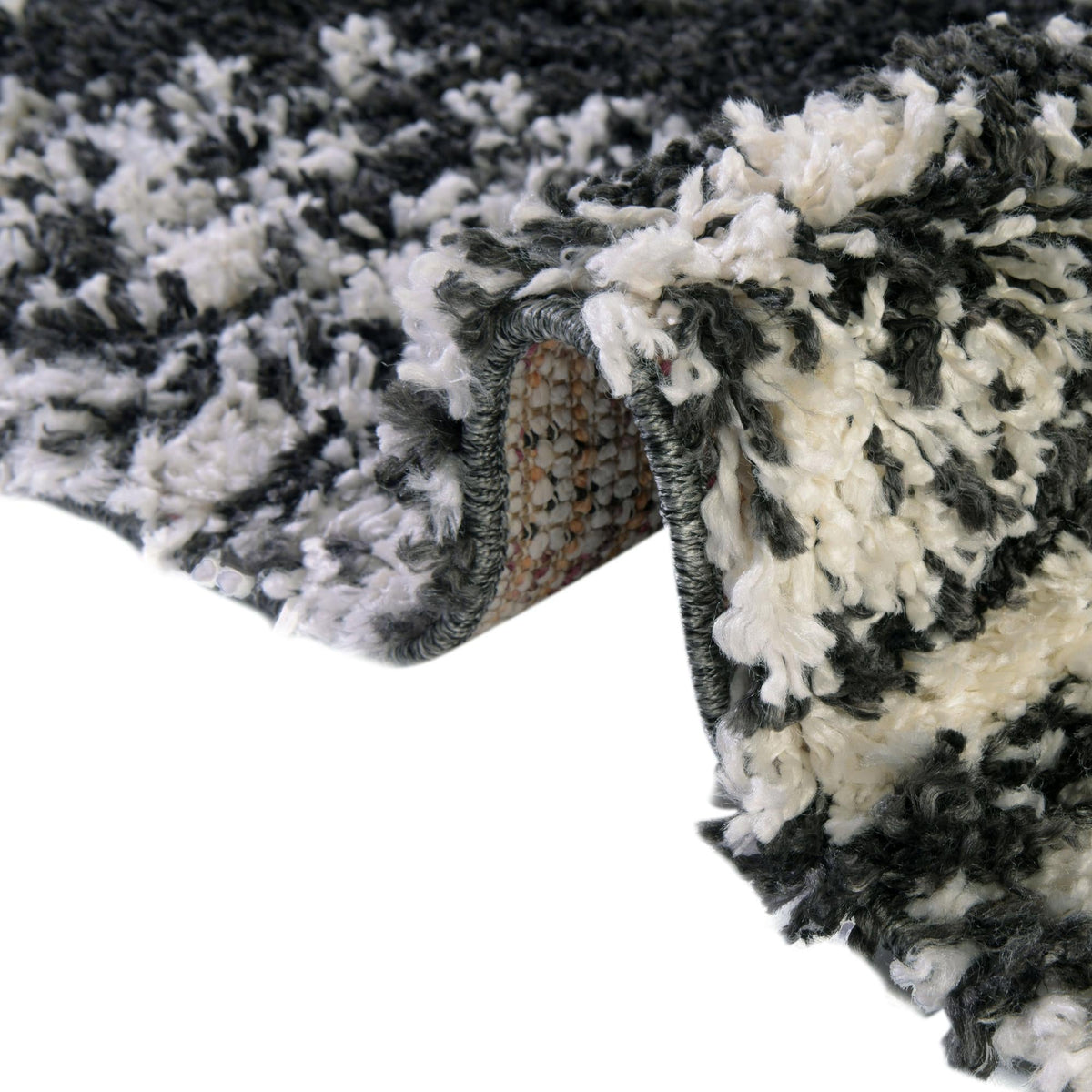 Tranquil Tides Shag Collection Area Rug - Marina Rectangle Black and White  lifestyle 25