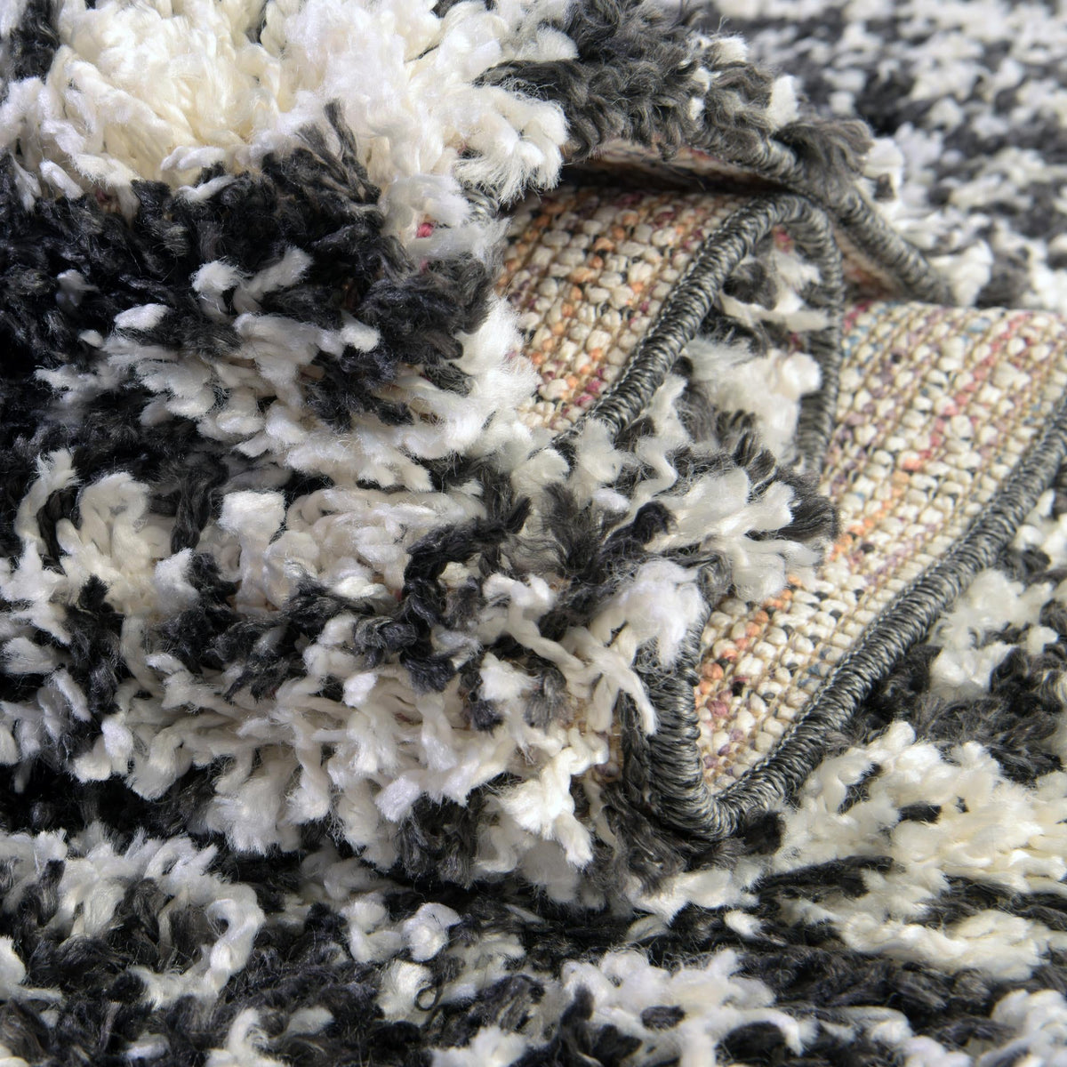 Tranquil Tides Shag Collection Area Rug - Marina Rectangle Black and White  lifestyle 28