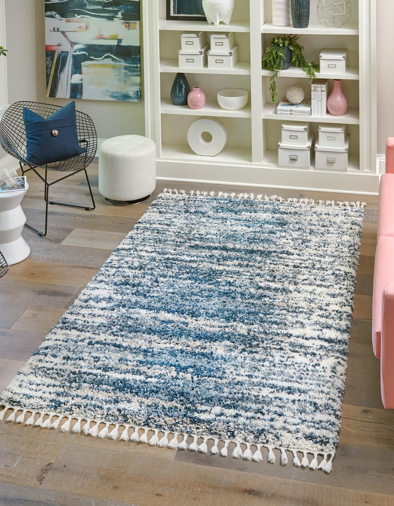 Tranquil Tides Shag Collection Area Rug - Marina Rectangle Blue  lifestyle 8