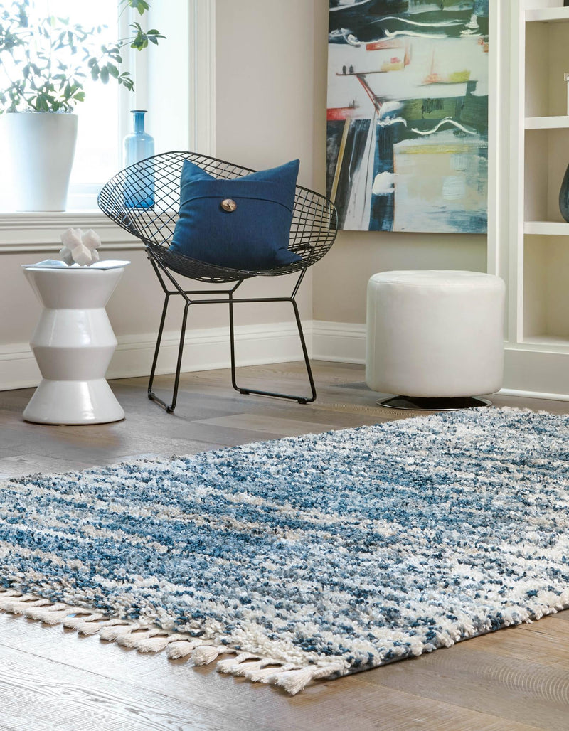 Tranquil Tides Shag Collection Area Rug - Marina Rectangle Blue  lifestyle 12