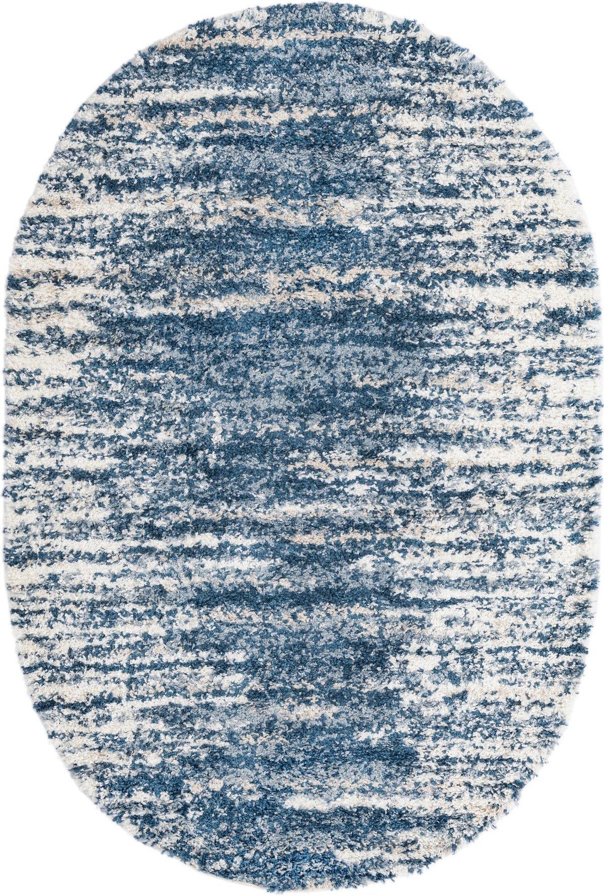 Tranquil Tides Shag Collection Area Rug - Marina Oval Blue  lifestyle 38