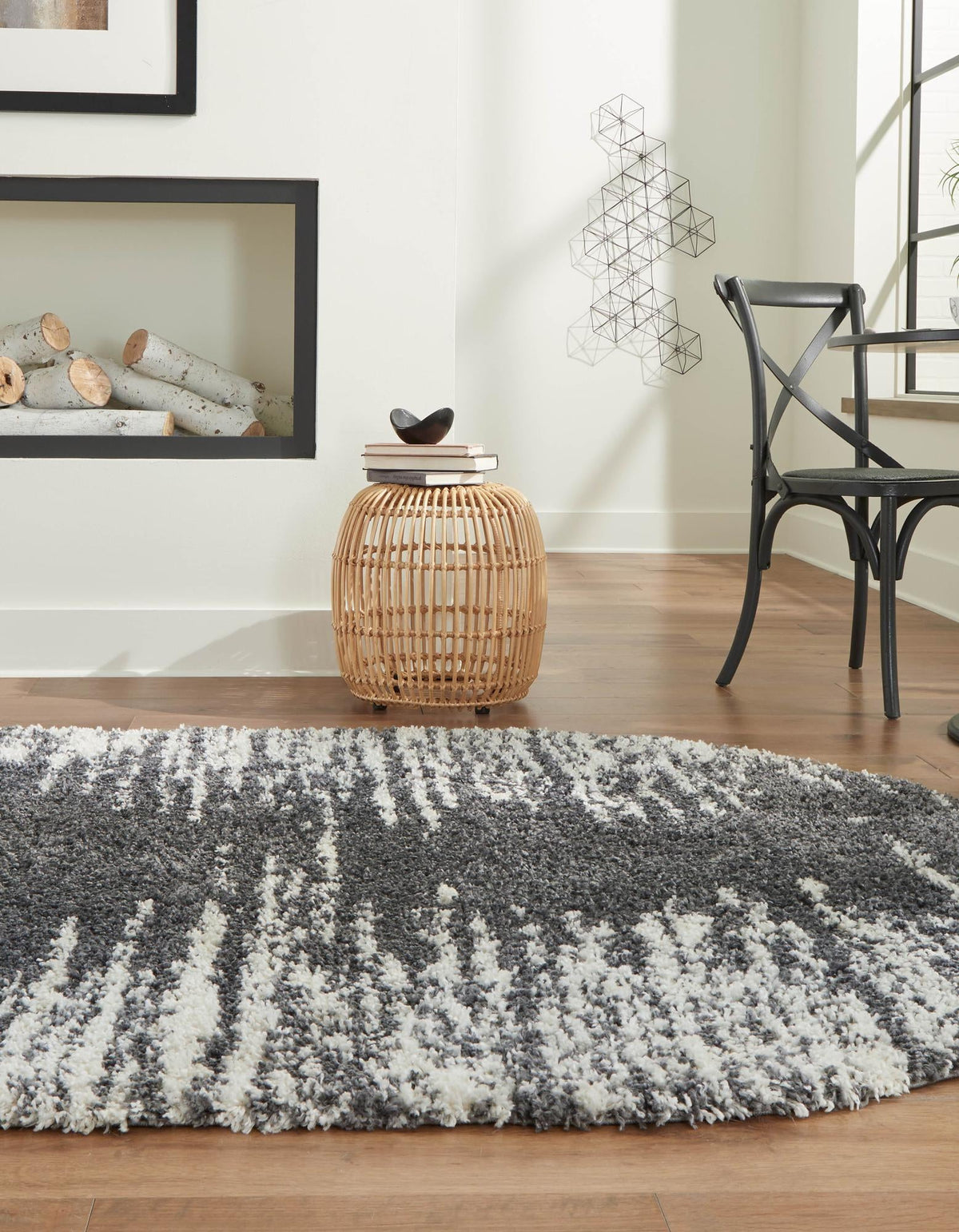 Tranquil Tides Shag Collection Area Rug - Marina Oval Gray  lifestyle 54