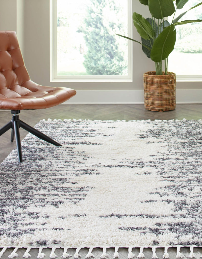 Tranquil Tides Shag Collection Area Rug - Marina Rectangle White  lifestyle 7