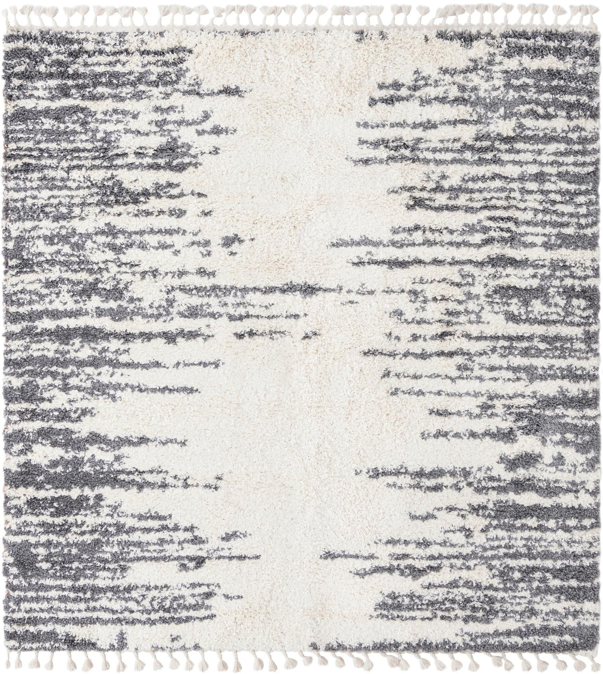 Tranquil Tides Shag Collection Area Rug - Marina Square White  lifestyle 98