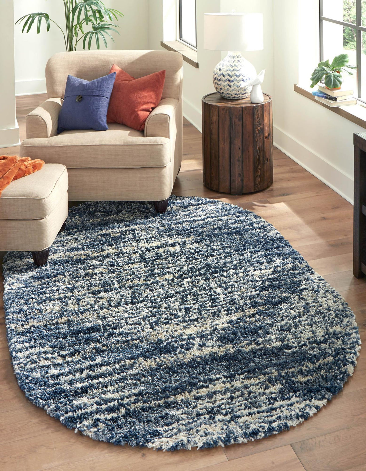 Tranquil Tides Shag Collection Area Rug -  Azure Oval Blue  lifestyle 41