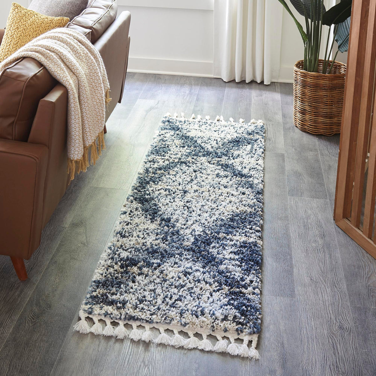 Tranquil Tides Shag Collection Area Rug -  Azure Runner Blue  lifestyle 102