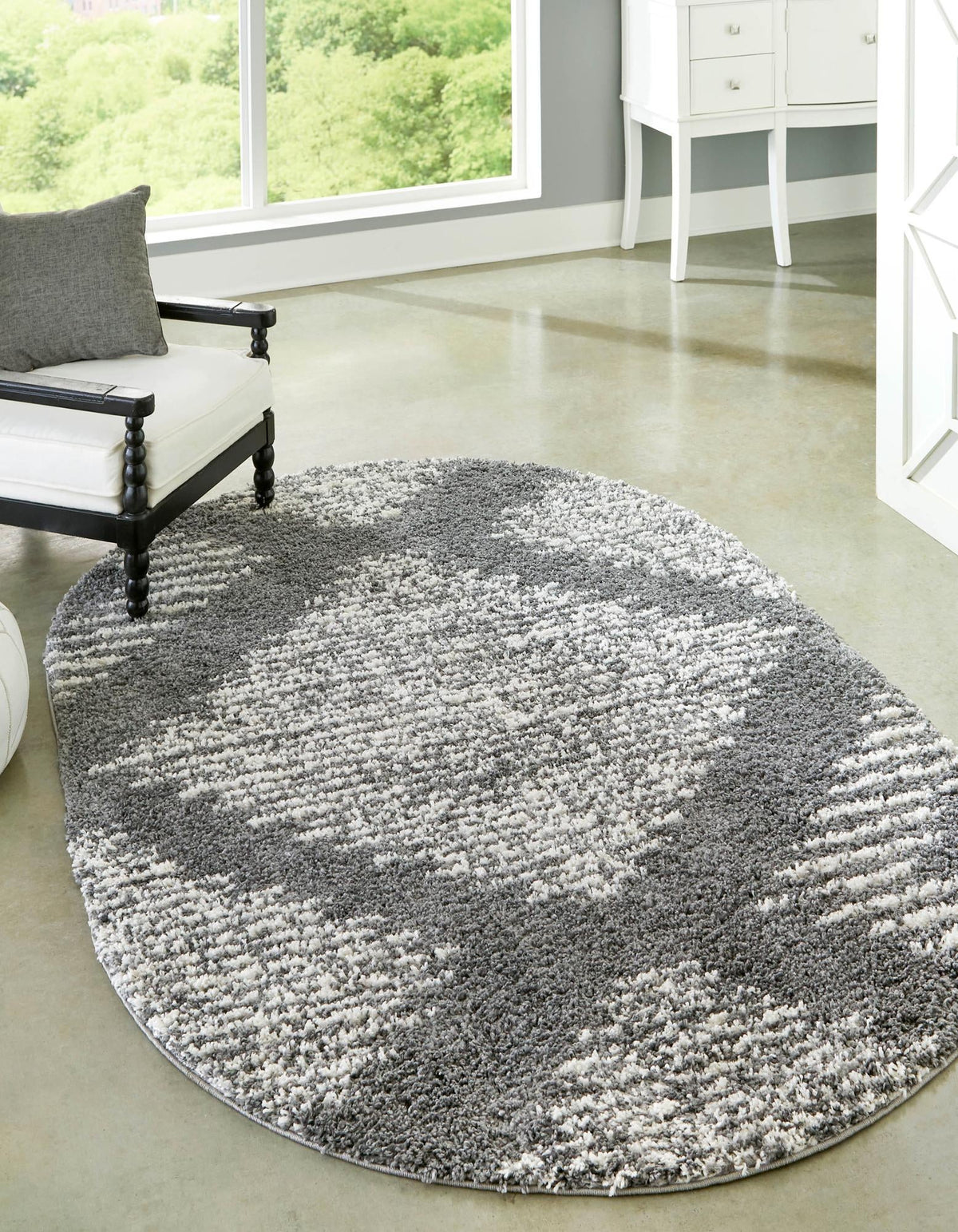 Tranquil Tides Shag Collection Area Rug -  Azure Oval Gray  lifestyle 38