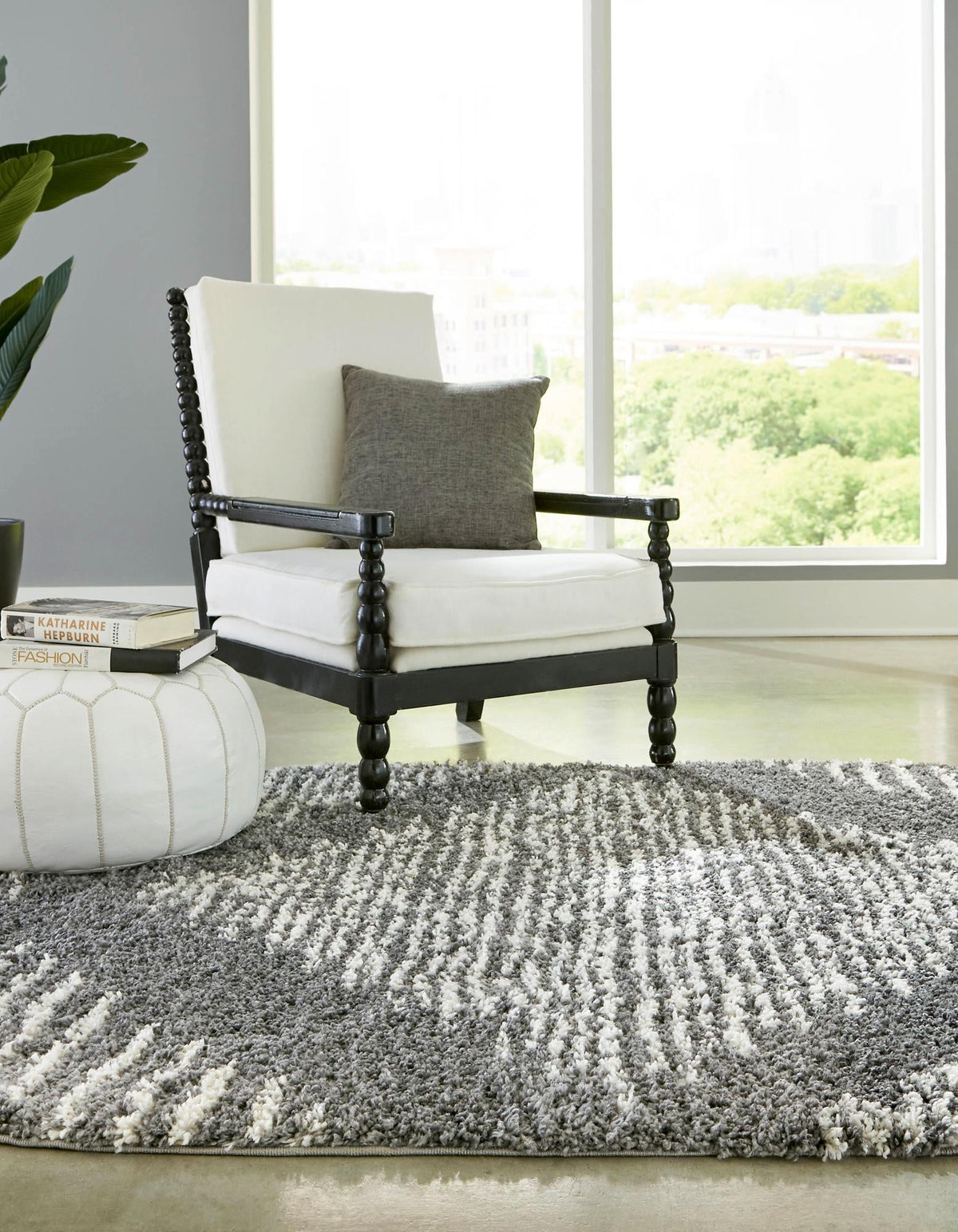 Tranquil Tides Shag Collection Area Rug -  Azure Oval Gray  lifestyle 45