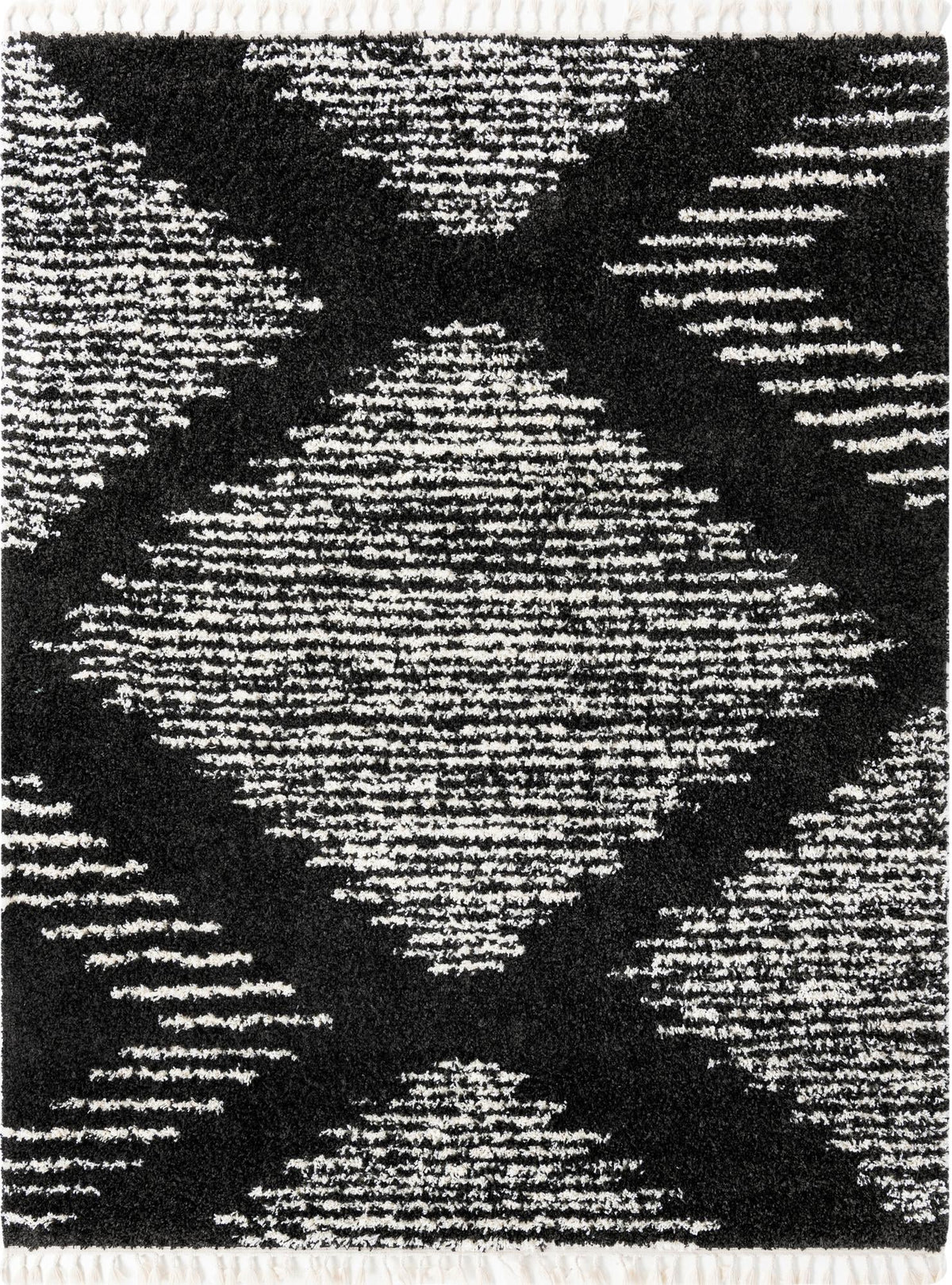 Tranquil Tides Shag Collection Area Rug -  Azure Rectangle Black and White  lifestyle 2