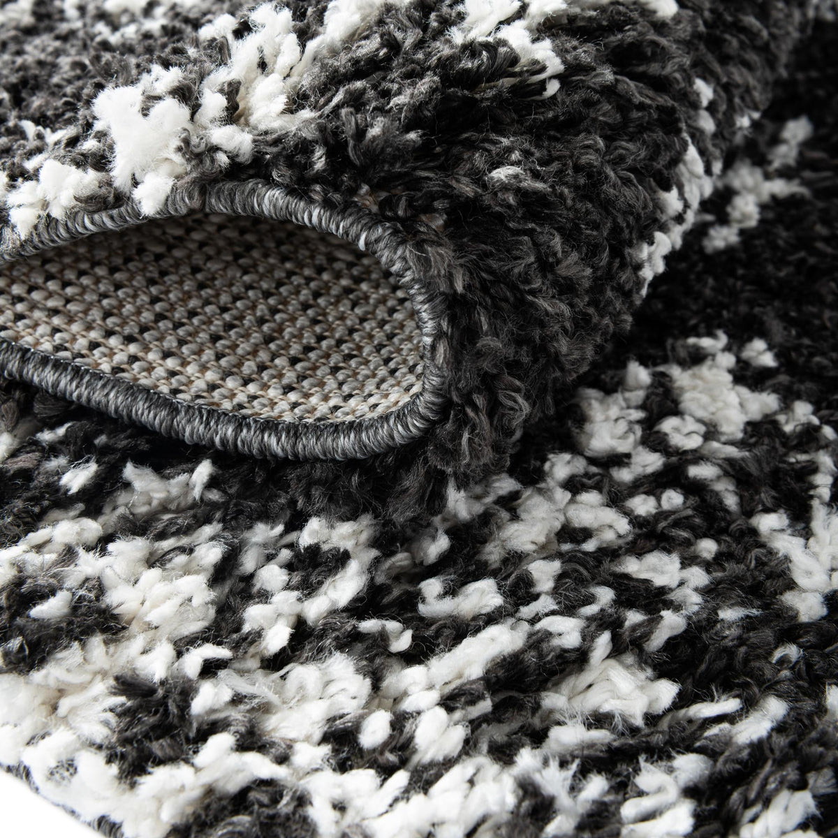 Tranquil Tides Shag Collection Area Rug -  Azure Rectangle Black and White  lifestyle 14