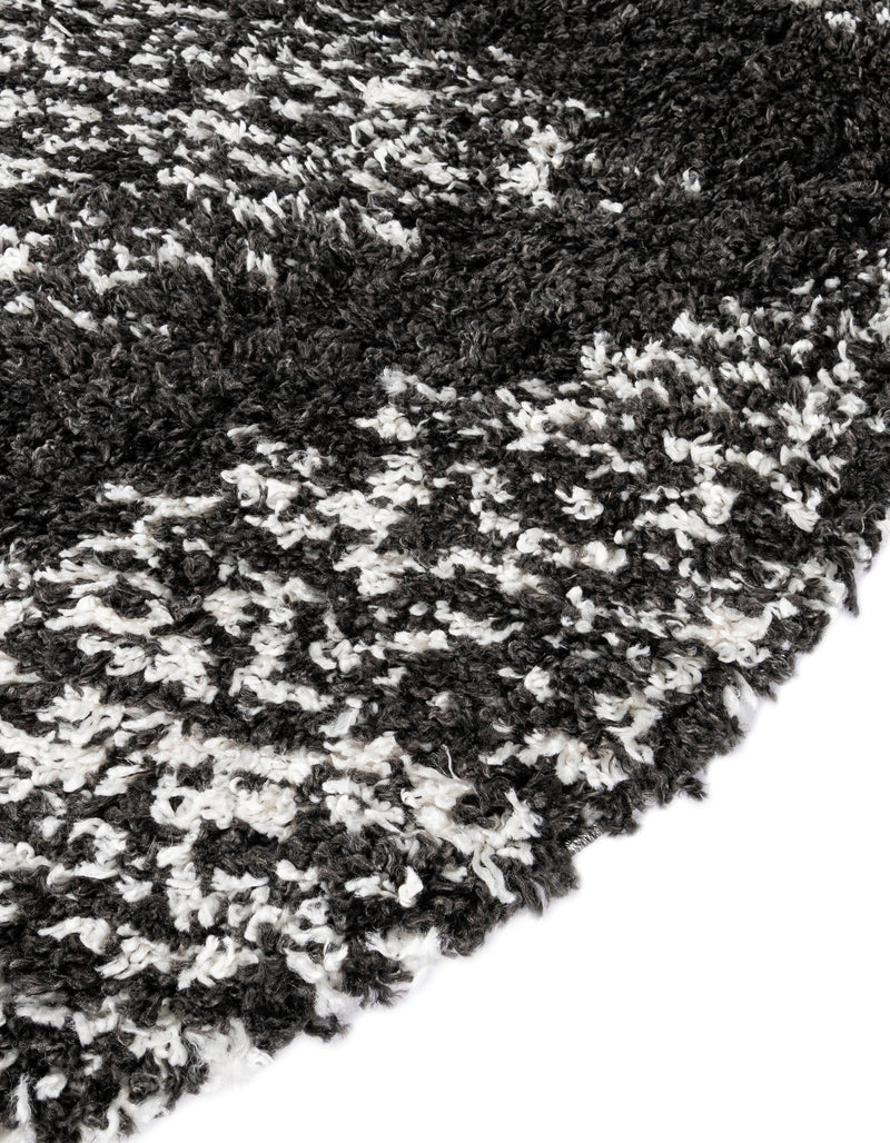 Tranquil Tides Shag Collection Area Rug -  Azure Round Black and White  lifestyle 92