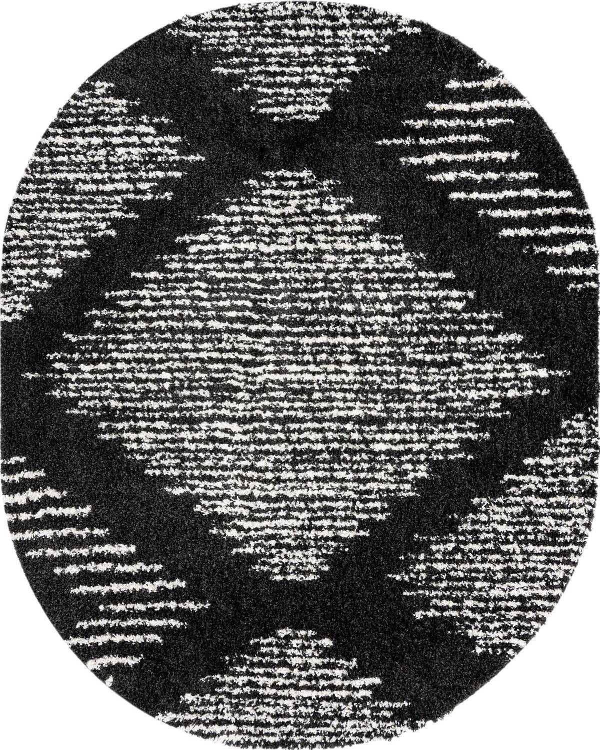 Tranquil Tides Shag Collection Area Rug -  Azure Oval Black and White  lifestyle 40