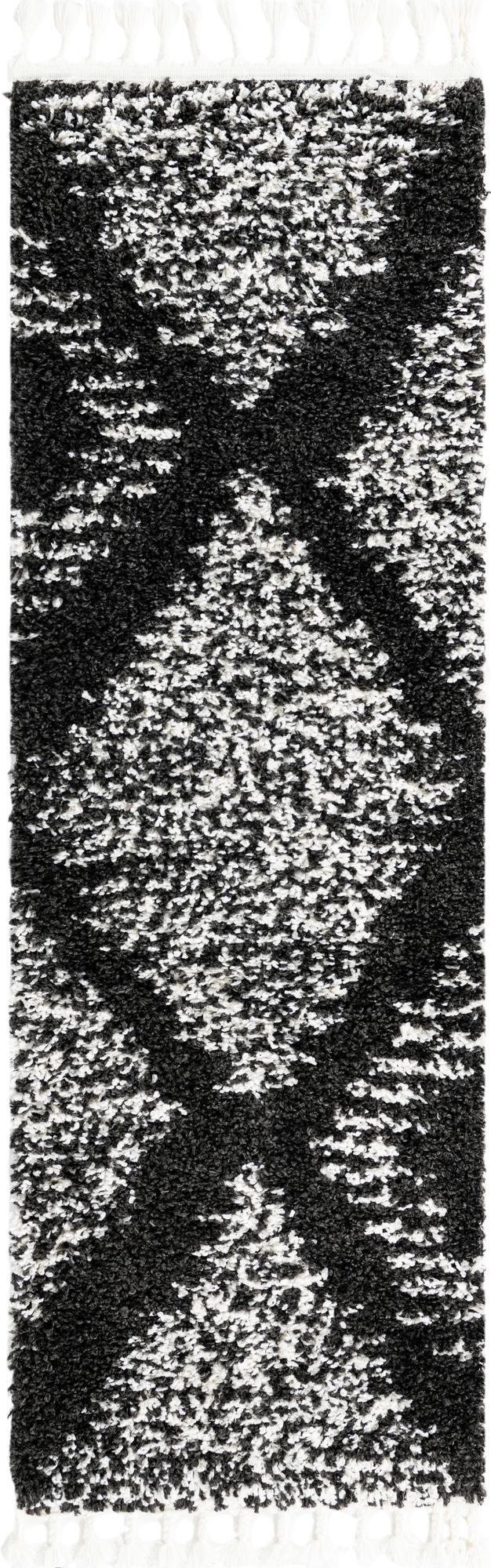 Tranquil Tides Shag Collection Area Rug -  Azure Runner Black and White  lifestyle 76