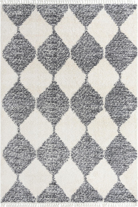 Tranquil Tides Shag Collection Area Rug -  Pebble Rectangle White Main