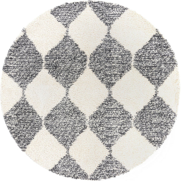 Tranquil Tides Shag Collection Area Rug -  Pebble Round White  lifestyle 36