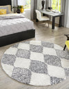 Tranquil Tides Shag Collection Area Rug -  Pebble Round White  lifestyle 43