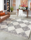 Tranquil Tides Shag Collection Area Rug -  Pebble Square White  lifestyle 44