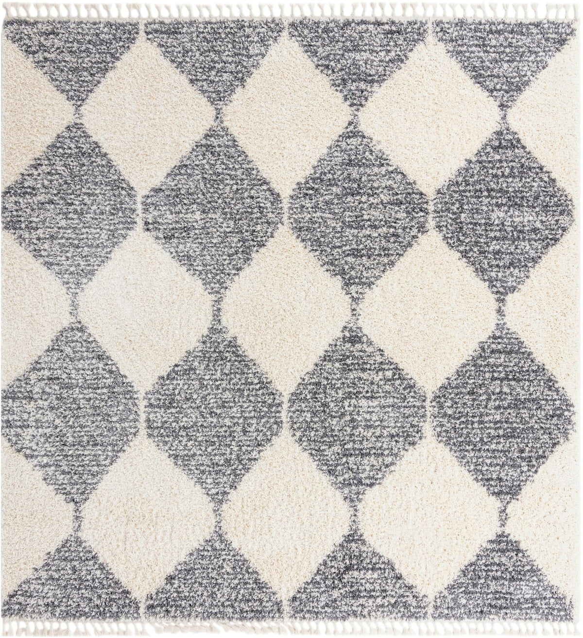Tranquil Tides Shag Collection Area Rug -  Pebble Square White  lifestyle 37
