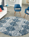 Tranquil Tides Shag Collection Area Rug -  Pebble Round Blue  lifestyle 49
