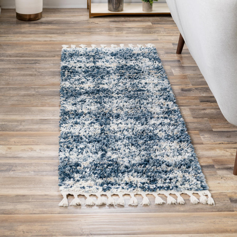 Tranquil Tides Shag Collection Area Rug -  Pebble Runner Blue  lifestyle 108