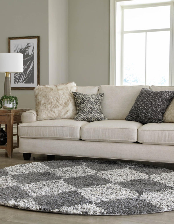 Tranquil Tides Shag Collection Area Rug -  Pebble Round Gray  lifestyle 81