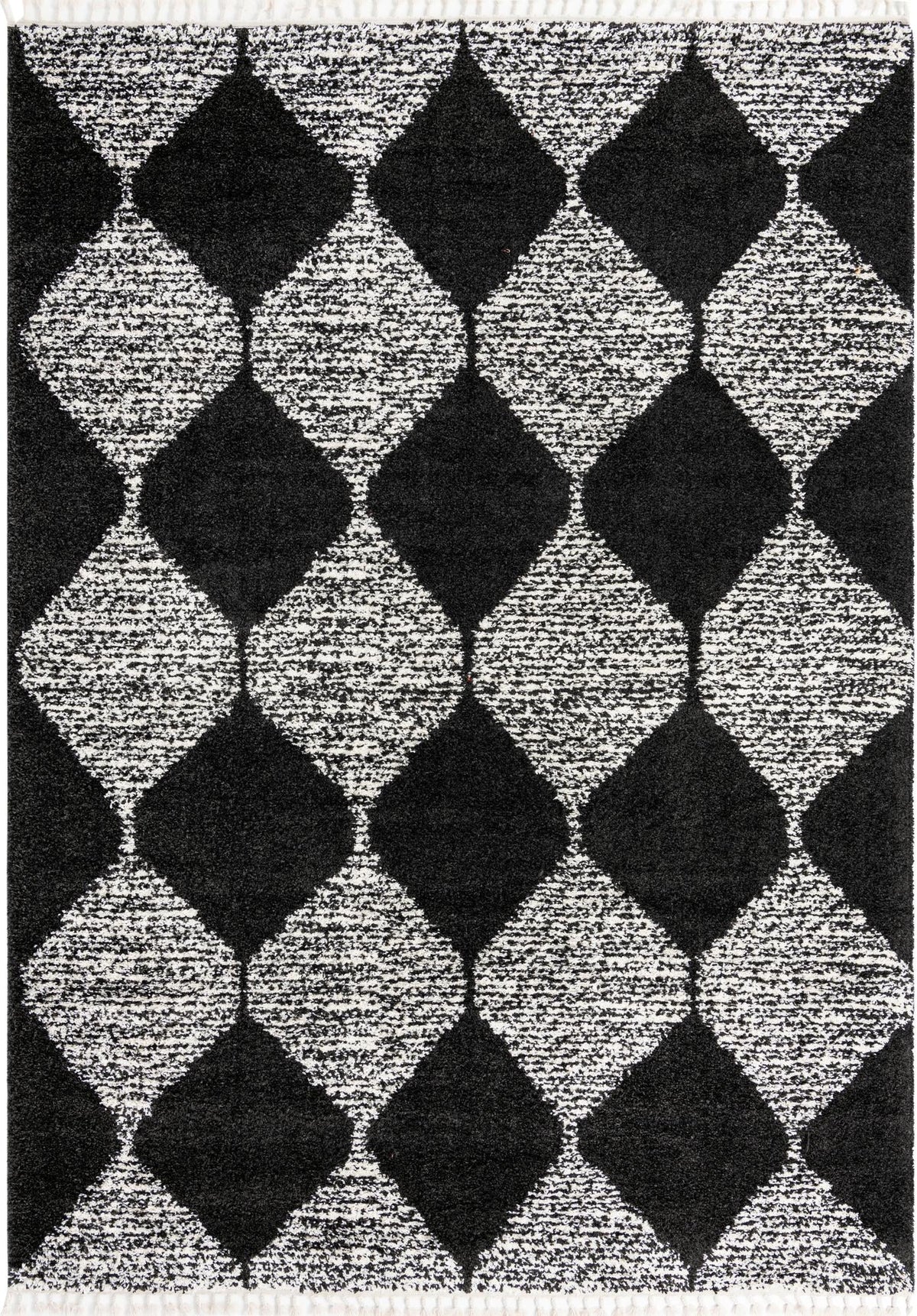 Tranquil Tides Shag Collection Area Rug -  Pebble Rectangle Black and White  lifestyle 4