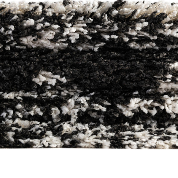 Tranquil Tides Shag Collection Area Rug -  Pebble Round Black and White  lifestyle 107