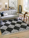 Tranquil Tides Shag Collection Area Rug -  Pebble Square Black and White  lifestyle 68