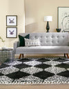 Tranquil Tides Shag Collection Area Rug -  Pebble Square Black and White  lifestyle 84