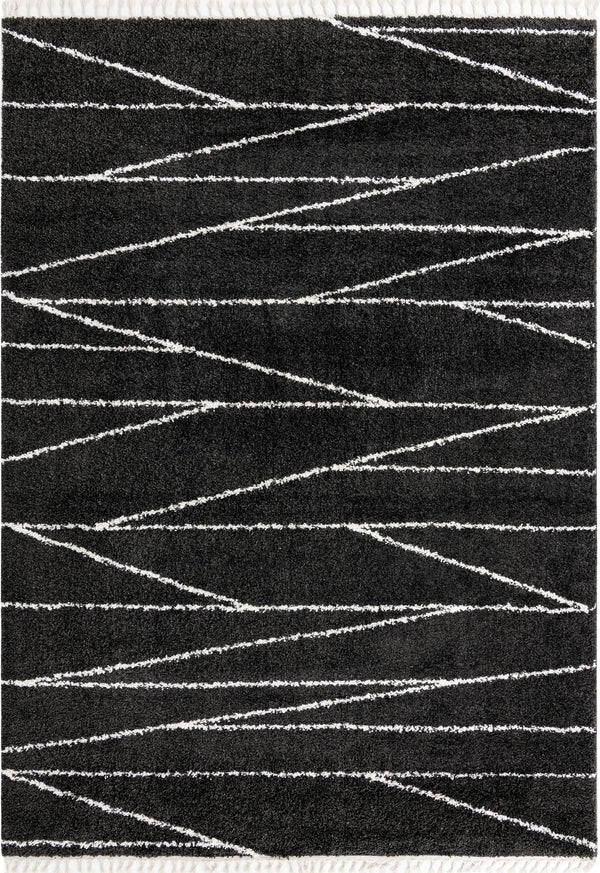 Tranquil Tides Shag Collection Area Rug -  Frost Rectangle Black and White  lifestyle 3