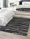 Tranquil Tides Shag Collection Area Rug -  Frost Rectangle Black and White  lifestyle 6