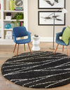 Tranquil Tides Shag Collection Area Rug -  Frost Round Black and White  lifestyle 46