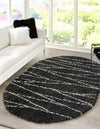 Tranquil Tides Shag Collection Area Rug -  Frost Oval Black and White  lifestyle 38