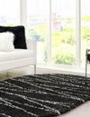 Tranquil Tides Shag Collection Area Rug -  Frost Oval Black and White  lifestyle 46