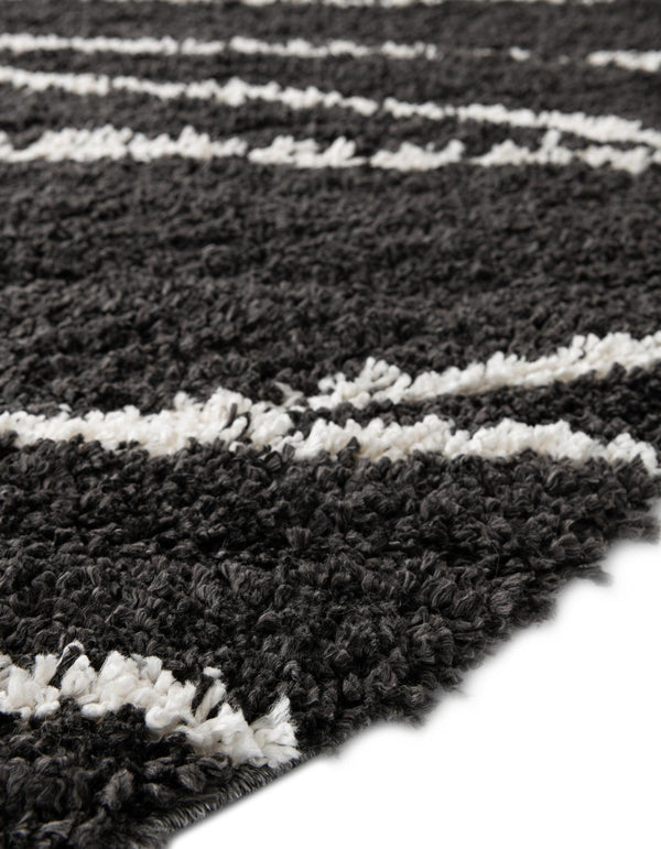 Tranquil Tides Shag Collection Area Rug -  Frost Oval Black and White  lifestyle 68