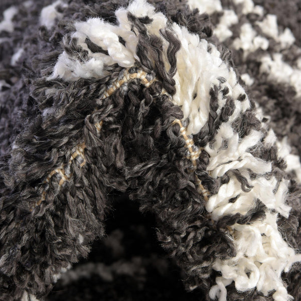 Tranquil Tides Shag Collection Area Rug -  Frost Runner Black and White  lifestyle 77